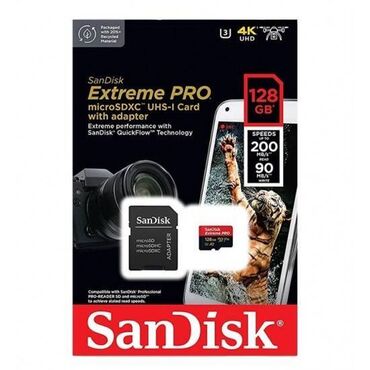 Колонки, гарнитуры и микрофоны: MICROSD 128GB SANDISK Extreme pro 200mb/s Cамая производительная на