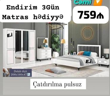 мебель из поддонов: *Yataq dəsti / Yataq otağı mebeli* ✔️Rəng seçimi var *🎁Matras