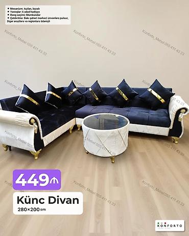 Ev və bağ: Künc Divan – 280×200 sm - Mexanizm: açılan, bazalı (altı saxlanc — 1