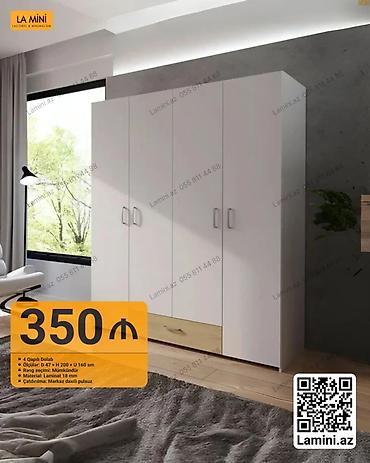 Ev üçün mebel: 4 qapılı paltar dolabı - Ölçülər: Dərinlik 47 sm × Hündürlük 200 sm × — 1
