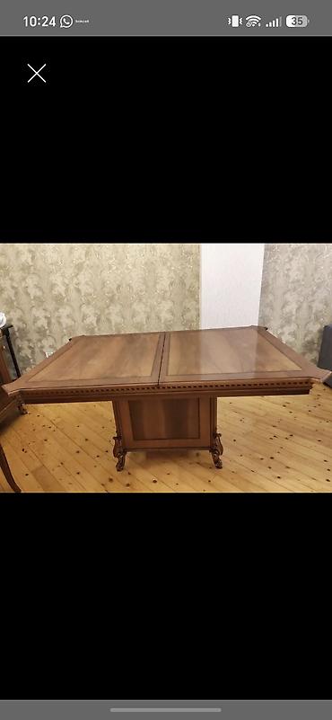 metbex mebelleri ve qiymetleri: Klassik üslubda massiv ağac yemək masası. - Material: təbii ağac (tam — 1