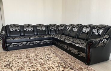 Диваны: Угловой диван, цвет - Черный, Новый