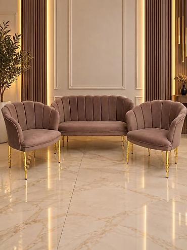 namestaj ada: Set klub garnitura – 3 dela (sofa + 2 fotelje) - Dizajn: školjkasta — 4