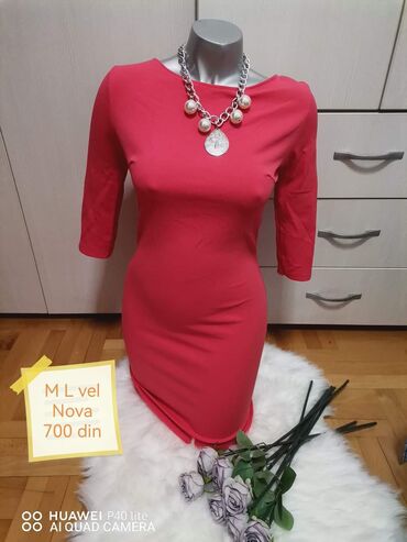 h m haljine srbija: M (EU 38), bоја - Crvena, Drugi stil, Dugih rukava