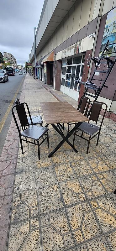 tel masa: Qonaq otağı üçün, Yeni, Açılmayan, Dördbucaq masa, 4 stul — 3