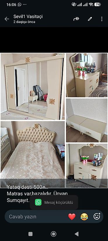 Yataq dəsti 500₼. Matras var,bazalıdır. Ünvan Sumqayıt. Sevil1 lalafo.az -da Yataq dəsti 500₼. Matras var,bazalıdır. Ünvan Sumqayıt. Sevil1