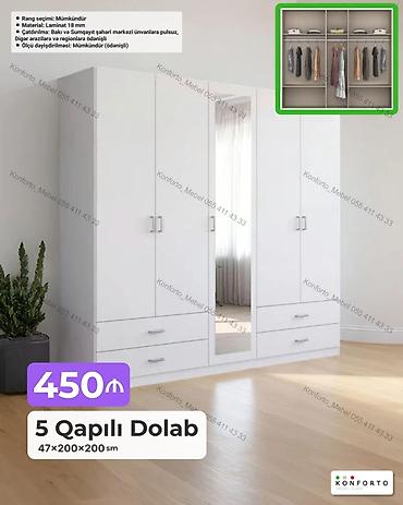 Ev və bağ: 5 qapılı paltar dolabı Ölçü: 47 × 200 × 200 sm Material: 18 mm — 1