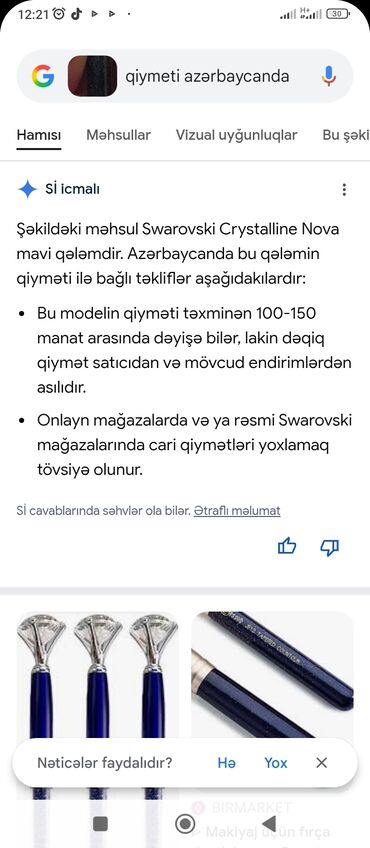 Qələmlər: Büllur daşlarla bəzədilmiş dekorativ qələm - Gövdə: şəffaf akril — 9