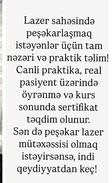 daye iş: Lazer epilyasiyası kursu, Əyani, Diplom, sertifikat — 1