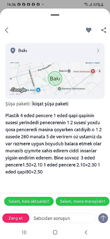 pilastik pəncərə: Şüşə paketi: ikiqat şüşə paketlər - Material: plastik pəncərə və qapı — 1