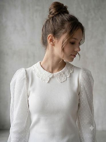 кофты: Новые Школьные блузки на продаже, с ажурным воротником. самовывоз или — 3