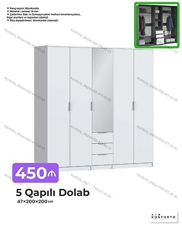 Mebel: 5 qapılı geyim dolabı – 47×200×200 sm - Material: 18 mm laminat - — 1