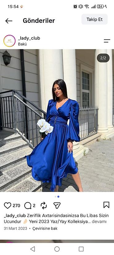Zərif və eleqant mavi don – Rəng: kral mavisi Uzunluq: midi Stil