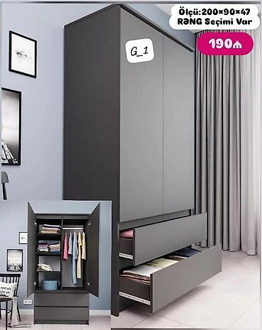 Ev üçün mebel: G_1 model paltar dolabı - Ölçü: 200×90×47 sm - Rəng seçimi var - — 1
