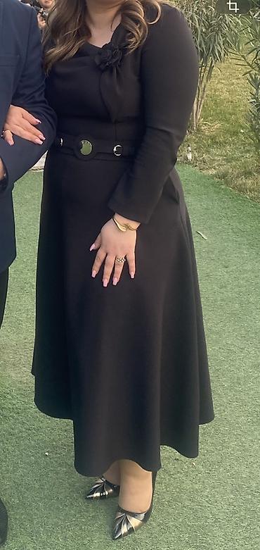 versage sep: Qara rəngli zərif ziyafət/libas - Model: Uzun, A-kəsimli ətəkli — 1