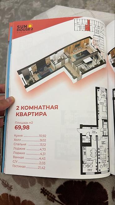 red centr: 2 комнаты, 70 м², Восток-5 мкр Элитка, 6 этаж, Свежий ремонт — 2