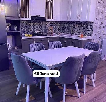 metbex ucun asma tavanlar: Mətbəx/dining dəsti - Dəst: 1 masa + 6 stul - Masa: ağ rəng — 1