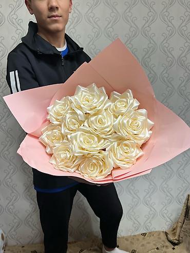 Товары для праздников: Атласные розы 🌹 Бишкек|Кант| Новопокровка. Розы из атласных лент долго — 8