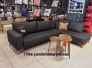 kūnc divan: Məhsul: L‑şəkilli yumşaq künc divanı - Rəng: Tünd boz - Dizayn: Sağ — 1