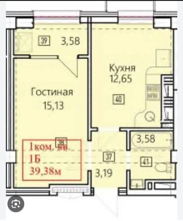 кант продажа квартир: 1 бөлмө, 40 кв. м, Элитка, 8 кабат, ПСО (өзү оңдоп түзөтүп бүтүү үчүн)