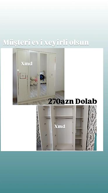 Ağ rəngli 3 qapılı paltar dolabı – 270 AZN. Xüsusiyyətlər: - Ön