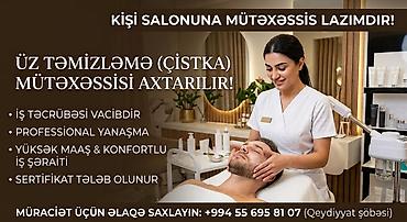 kasmetoloq: Kişi salonu üçün üz təmizləmə (çistka) üzrə mütəxəssis axtarılır — 1