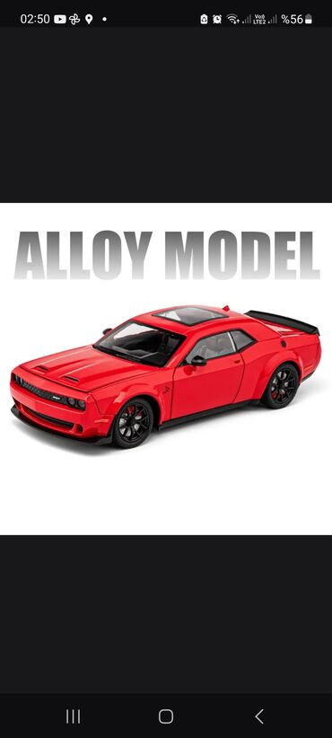 модель: 1/24 Dodge Challenger srt 2020 modeli, unvan metro neftciler