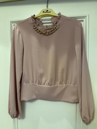 женские пиджаки в клетку: Qadın bluzası – pudra/şaftalı rəngi - Material: yüngül, axıcı parça