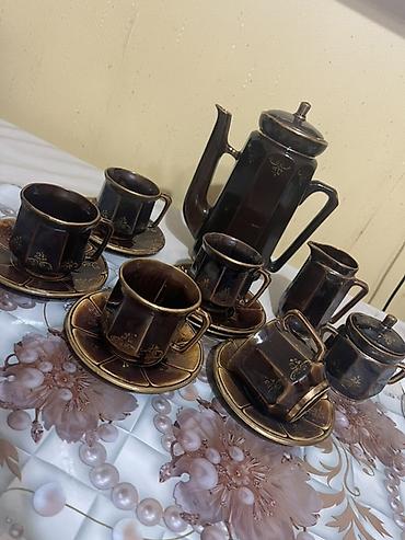 qovuqlu çay: Qəhvə dəsti, rəng - Qəhvəyi, Keramika, 6 nəfərlik — 2