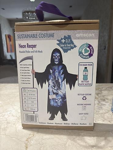 Услуги: Amscan “Neon Reaper” uşaq kostyumu - Dəst: kapüşonlu xalat və filt üz — 1