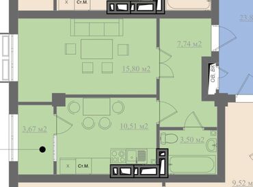 Продажа квартир: 1 комната, 42 м², Элитка, 6 этаж, ПСО (под самоотделку)