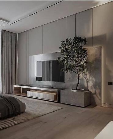 Тумбы и подставки для телевизора: Тумба и подставка для телевизора, Подвесная, ЛДСП, цвет - Серый — 1