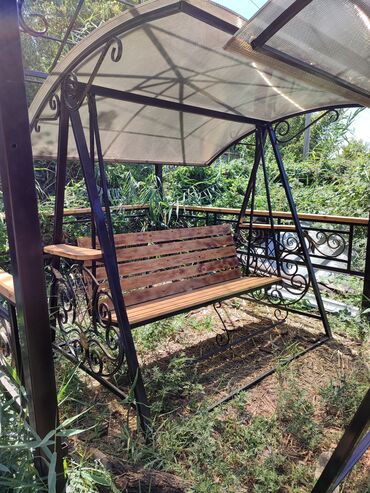Садовые качели: Садовые качели Металл, Со спинкой, С крышей — 7