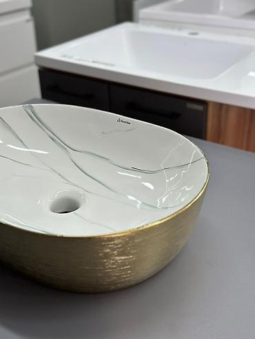 Раковины для ванной: Раковина для ванной, Круглая форма, Материал: Керамика, Размер: 45 x 35 см — 3