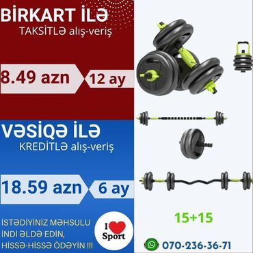 гантел: Qantel dəsti 15+15 kq 🪪 şəxsi̇yyət vəsi̇qəsi̇ i̇lə kredi̇t ( 3 -18 ay