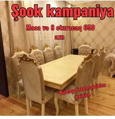 usaq dolabi: Qonaq otağı üçün, Yeni, Açılmayan, Dördbucaq masa, 6 stul, Azərbaycan
