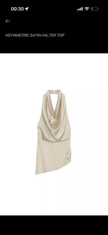 bej kupalnik: Etiketlidir ZARA XS ve S Məhsul: Asimmetrik saten halter top - — 1
