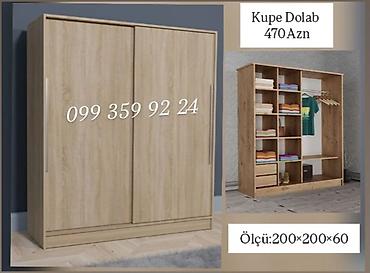 dekor ref: Kupe dolab – təbii ağac dekorlu, sürgülü qapılı model. - Qiymət: 470 — 1