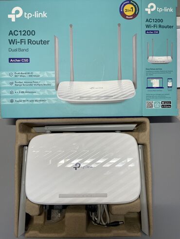 Modemlər və şəbəkə avadanlıqları: Yeni router satilir TP-Link AC1200 Archer C50 Application vasitesile