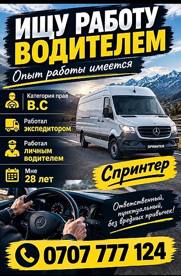 Услуга: Водитель Описание: - Ищу работу водителем - Опыт работы