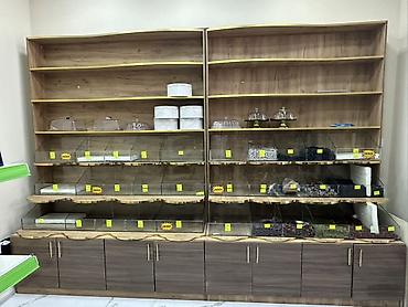 Quru qida və şirniyyat üçün vitrin-stellaj komplekti - Material: ağac