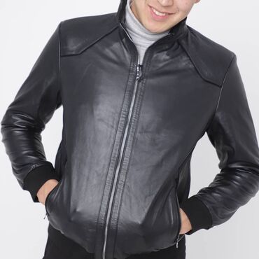 кожаная мужская куртка: Куртка M, L, XL, цвет - Черный
