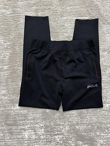 Спортивные штаны Fila - Цвет: черный с тонкими бордовыми вставками по