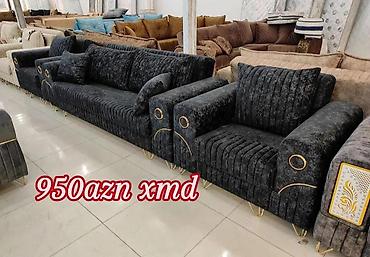 Qonaq otağı üçün dəst – qara rəngli, zərif qızılı detallarla -