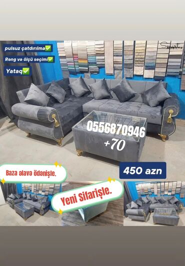 Masa və oturacaq dəstləri: Künc divan, Yeni, Açılan, Bazalı, Parça, Şəhərdaxili pulsuz çatdırılma
