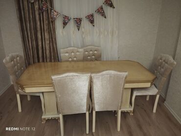Professional sobalar: Qonaq otağı üçün, İşlənmiş, Açılan, Oval masa, 6 stul