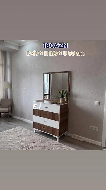 güzgülü komod: Güzgülü komod/dresuar Ölçülər: Dərinlik 40 sm × Hündürlük 180 sm × — 1
