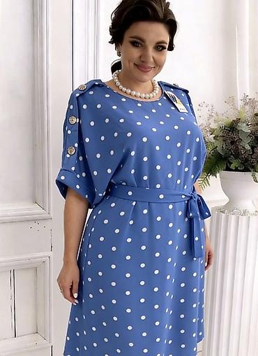 Lične stvari: Haljina na tufne sa pojasom ( odgovara od 2xl so 4xl) - Model: ravni — 2
