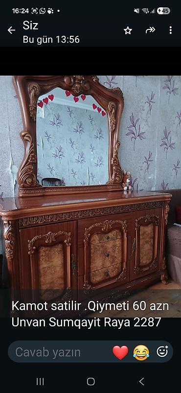 камот: Klassik üslublu kamod güzgü ilə birlikdə. - Material: taxta əsaslı — 1