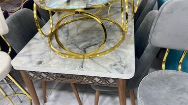 Masa və oturacaq dəstləri: Qonaq otağı üçün, Yeni, Açılan, Dördbucaq masa, 4 stul — 32